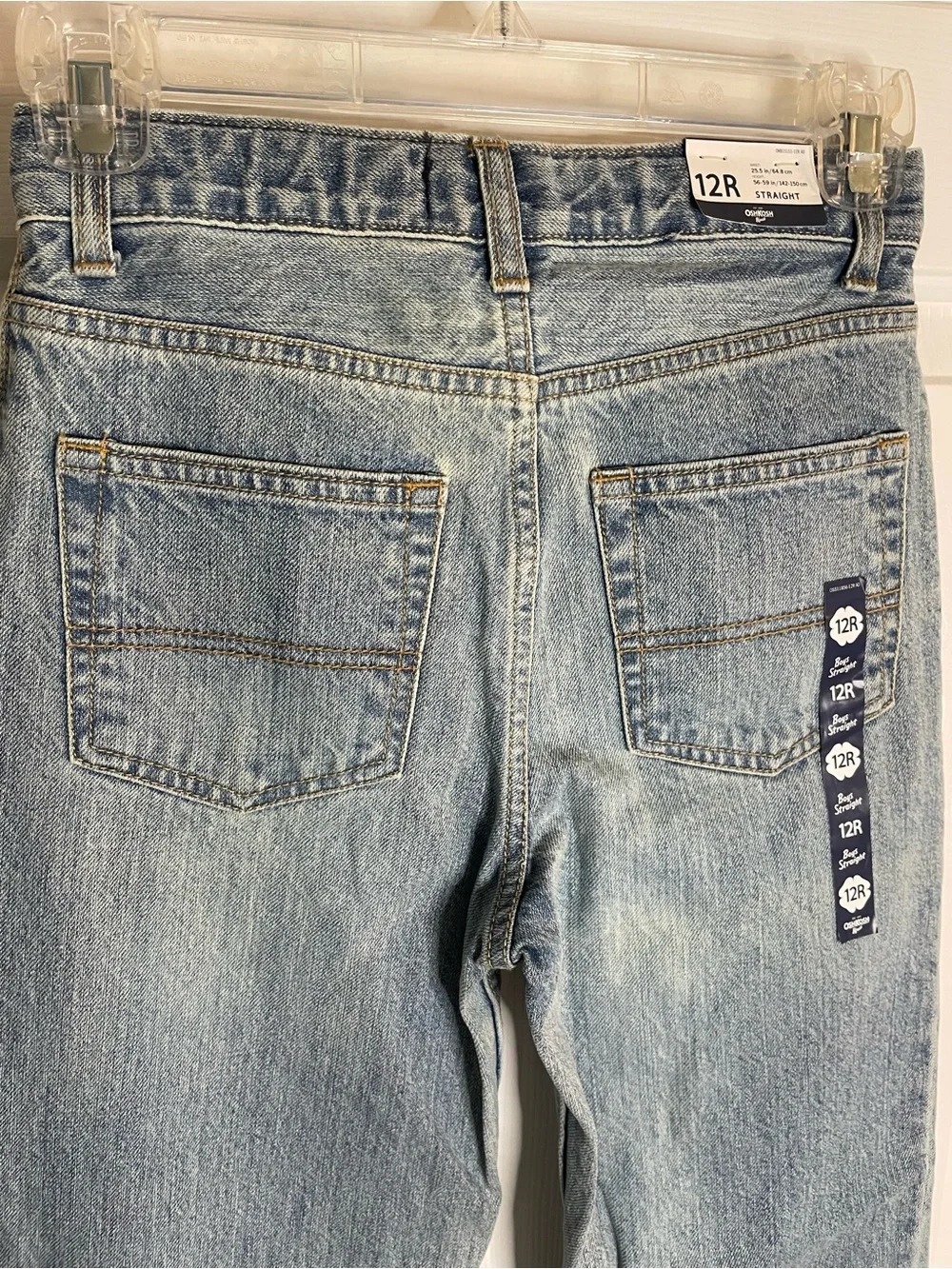 OshKosh B'gosh Light Blue Wash Straight-Leg Snap Jeans EZ Adjust Waist Size 12R